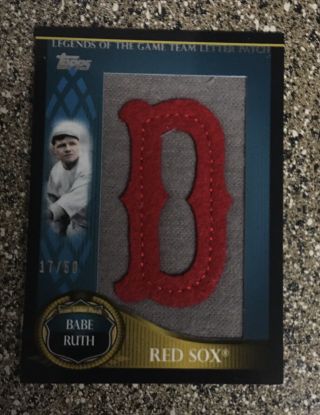 2009 Topps Legends Of The Game Babe Ruth Letter Patch “d” 17/50 Red Sox - Rare