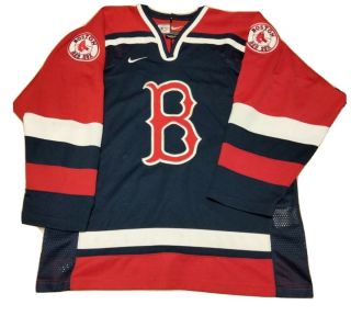 Vtg Nike Boston Red Sox Hockey Jersey Size Medium Mlb Sewn Rare