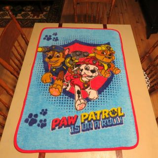 Rare - " Paw Patrol In On A Roll " Fleece Blanket Throw - Toddlers Size - Fun