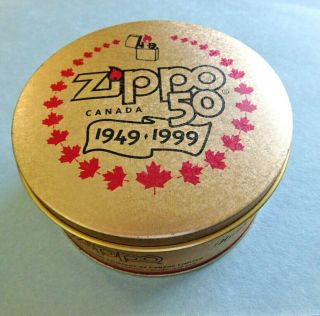 Zippo Canada Rare Collectible Tin 50th Anniversary 1949 - 1999