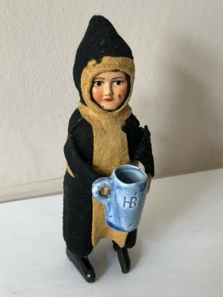 Rare 1930s Schuco Germany Wind Up Monk With Beer Stein,  Good Order