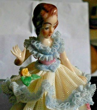 Antique Dresden Antique Lace Figurine - Ballerina - Made In Germany Rare