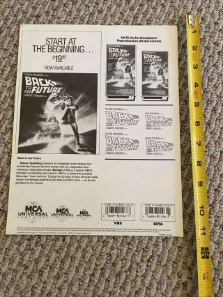 Back To The Future Vhs Beta Order Form 1990 Rare Mca Home Video Flyer Bttf