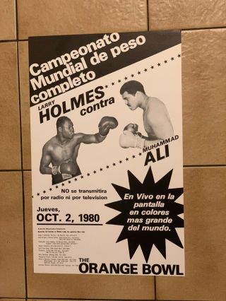 1980 Larry Holmes Vs Muhammad Ali Vintage Boxing Poster Rare In Spanish