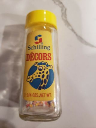 Vintage Schilling Decors Multi - Color Balls Glass Bottle With Rare Giraffe Label