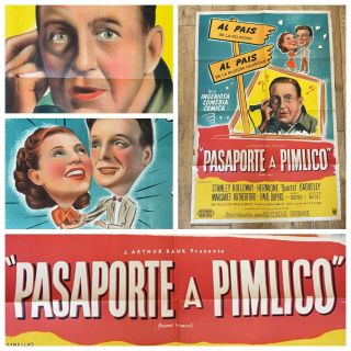 Passport To Pimlico " Pasaporte A Pimlico " Quad Poster Argentina Edition Rare