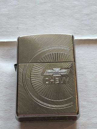 Rare Vintage Chevy Chevrolet Brushed Metal Zippo Cigarette Lighter Collectible