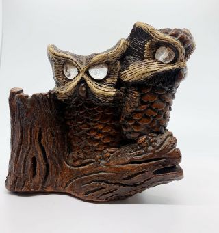 Vintage Matchless Grove Two Owl On Branch Candle Holder Wyndshire Clay Rare