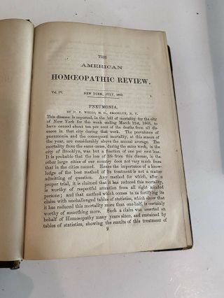 1863 Rare The American Homeopathic Review Vol.  4 York B68