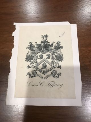 Rare Louis Comfort Tiffany Personal Bookplate Book Plate Lamp Jewelry Magnate