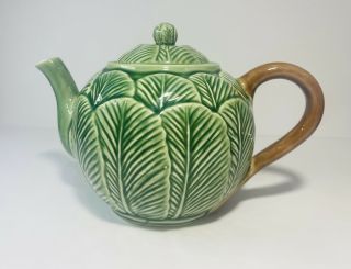 Vintage Rare Leaf - Tea Pot - Bordallo Pinheiro - Made In Portugal 6 " Leaves