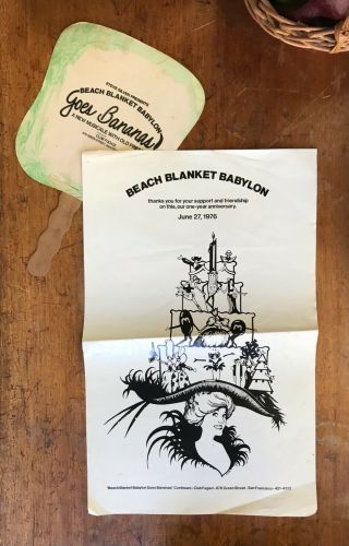 Extremely Rare " First Anniversary " Beach Blanket Babylon Poster 1976 Club Fugazi