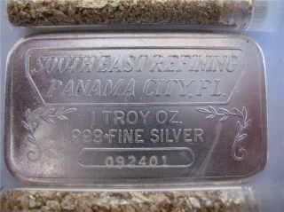 1 - Oz.  999 Pure Silver Rare Old Bullion Barter Panama City,  Florida Art Bar,  Gold