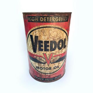 Vintage Veedol Motor Oil Can | One Gallon | Advertising,  Oil & Gas,  Rare