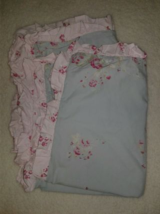 Rare Simply Shabby Chic - Gorgeous Floral Rose Blue Pink Sham