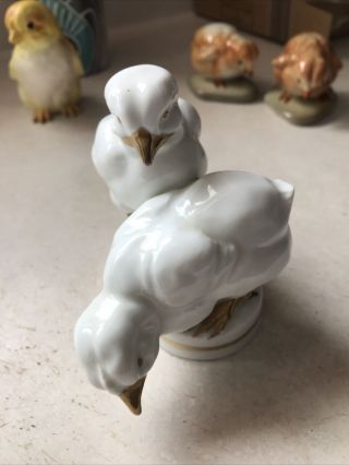 Vintage Karl Ens Rudolf Volkstedt Porcelain Baby Easter Chick Rare White & Gold