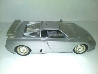 Rare Burago Bugatti 1991 Metallic Silver Diecast Model Car 1/18 Made In Italy