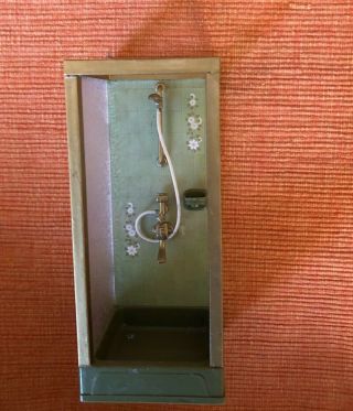 Vintage Rare Dollhouse Miniature Green Stand Up Shower Lundby