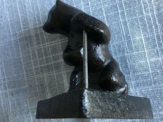 Vintage Rare Swedish Cast Iron Bear With Stick Figurine Figure