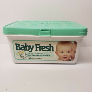 Vintage 1991 Scott Baby Fresh Diaper Wipes Container Rare Prop Staging Green