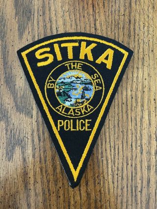 Old Felt Sitka Alaska Cheesecloth Back Police Patch State Of Ak Htf Rare
