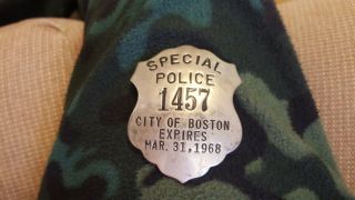 Vintage Rare Special Police 1457 City Of Boston Expires Mar.  31,  1968 Badge