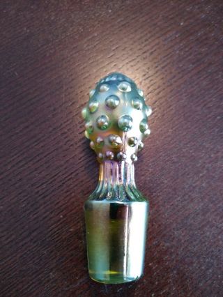 Vintage Glass Bottle Stopper Iridescent Colored Rare Decanter Large