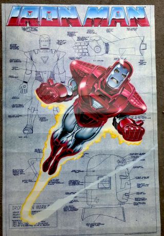 Iron Man Blue Print Promo Poster 1980s Marvel Comics Vintage Rare