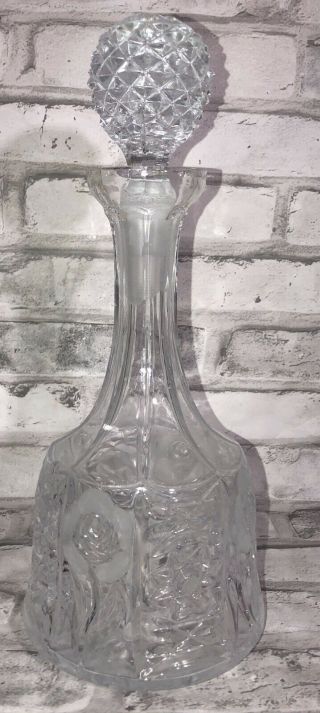 Vintage Glass Liquor Decanter Clear Glass Bottle With Stopper Euc Rare Euc
