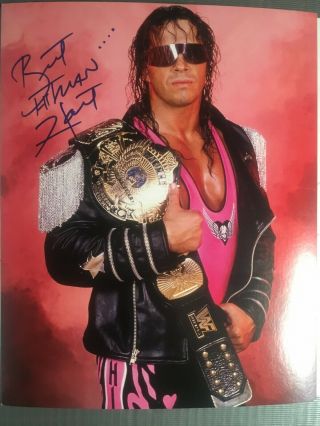 Vintage Wrestling Autographed Promo Of Bret The Hit Man Hart Rare Signed Photo