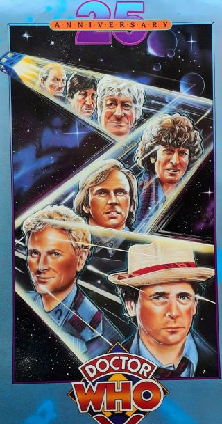 Very Rare Doctor Who 1987 25th Anniversary Poster Bbc 37 " X 20 " In Great Condit