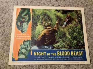 1958 Night Of The Blood Beast Monster Card Horror Lobby Card Rare