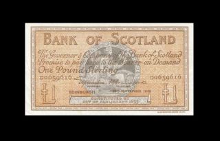 1945 Bank Of Scotland 1 Pound X - Rare ( (ef, ))