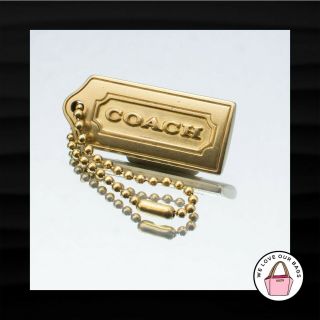 Rare 1.  5 " Small Coach Gold Brass Thick Metal Key Fob Charm Keychain Hangtag Tag