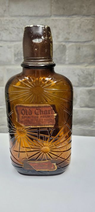 Rare Prohibition Era Empty Liquor Old Charter Antique Whiskey Pint Bottle