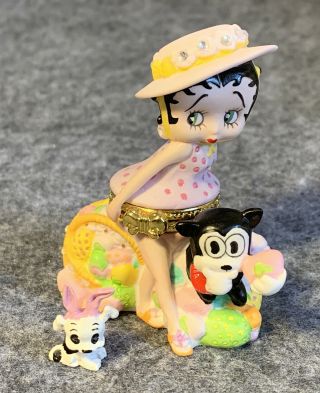 Betty Boop Hinged Trinket Box Easter Pink Hat Porcelain Willabee & Ward Rare