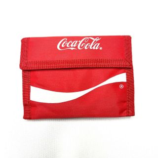 Vintage Coca Cola Nylon 3 Fold Hook And Loop Wallet Rare Exclusive Red / White