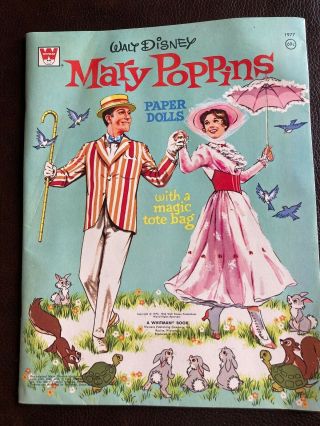 Vintage 1977 Walt Disney Mary Poppins Paper Dolls Book Rare