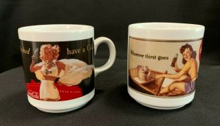 Set Of 2 Coca Cola Mug Vintage Pictures Made In Italy Rare Vintage Posters Coke