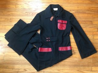 Vintage Authentic 70s Disco Mens Jumpsuit - Small - Black/red.  Rare And Crazy Get Up