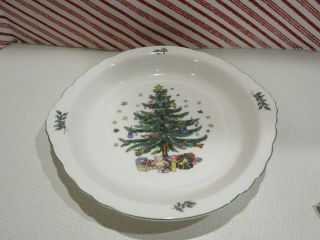 Nikko Christmastime Happy Holidays Tree Pie Plate Octagon Japan Rare Htf