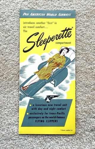 Rare 1948 Pan American World Airways Flying Clipper Sleeperette Brochure