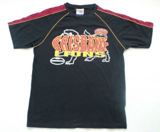 Brisbane Lions Mens Size S Rare Vintage Official Afl Black Raglan T Shirt Logo