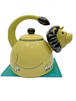 Vintage Lion Tea Kettle Rare Decorative Retro Enamel Plastic Tea Pot