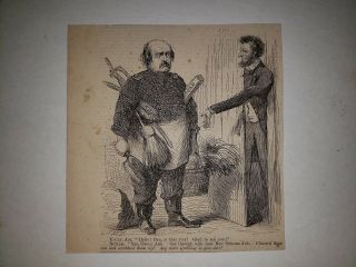 Abraham Lincoln General Benjamin Butler 1863 Hw Cartoon Sketch Very Rare