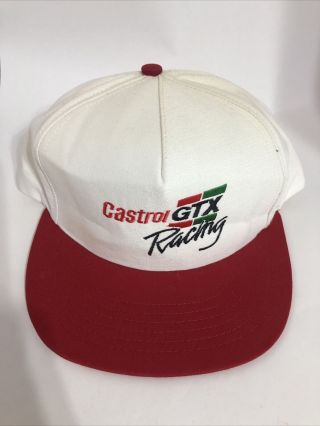 Rare Vintage Castrol Gtx Racing Hat Trucker Cap White Snapback Made In Usa