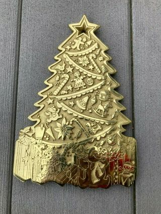 Vintage Solid Brass Christmas Trivet Decoration Rare By Va Metalcrafters Usa