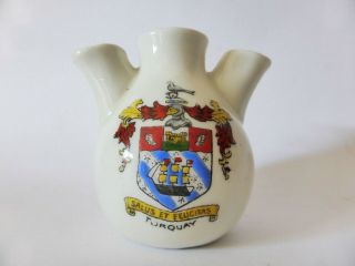 Rare Antique Crested Ware Vase,  Arms Of Torquay Crest