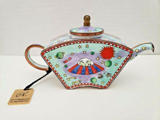 Teapot Miniature Charlotte Di Vita Hand Painted Enamel Trade Aid Rare1997 Ed 241