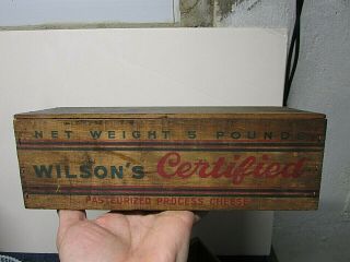 Vintage Wooden Wilson’s Certified Cheese Box 5 Lbs Rare